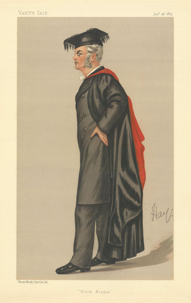 VANITY FAIR SPY CARTOON Rev Henry Arthur Morgan 'Black Morgan' Academics 1889